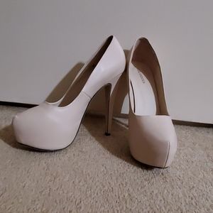 Nude platform heels
